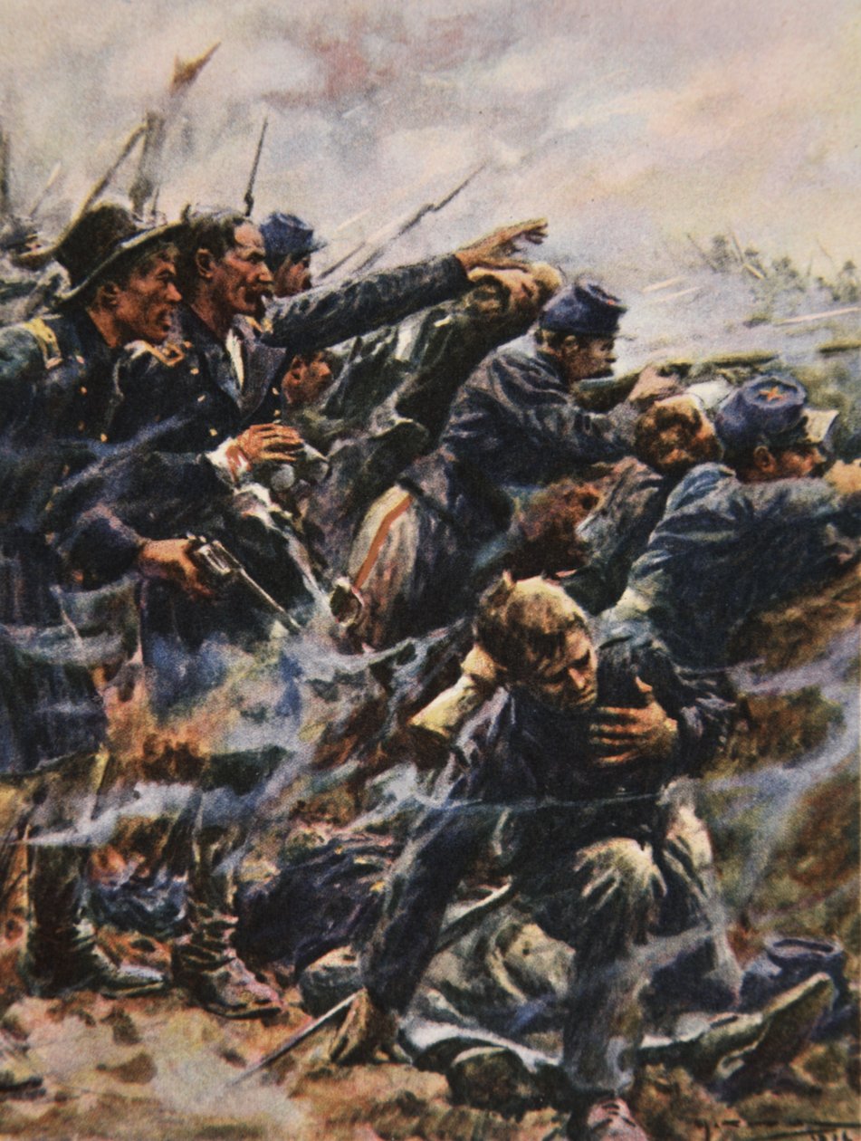 Marea alta en Gettysburg, ilustración de "This Country of Ours, The Story of the United States" de H.E. Marshall de Arthur C. (after) Michael