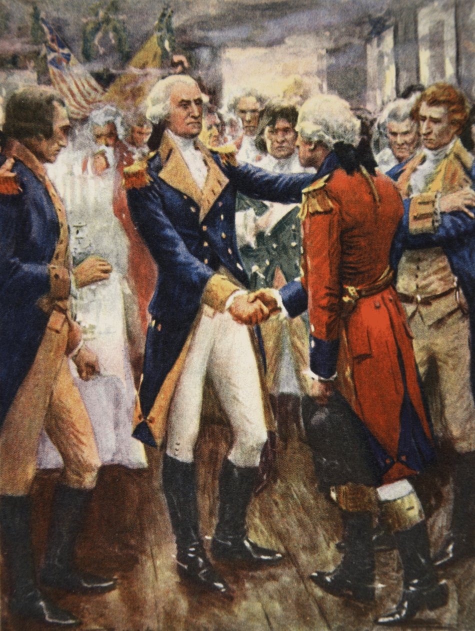 Washington despidiéndose de sus oficiales, ilustración de "This Country of Ours, The Story of the United States" de H.E. Marshall de Arthur C. (after) Michael