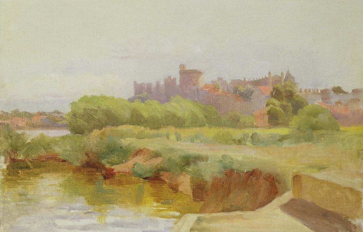 Vista del castillo de Windsor (óleo sobre tabla) de Arthur Claude Cooke