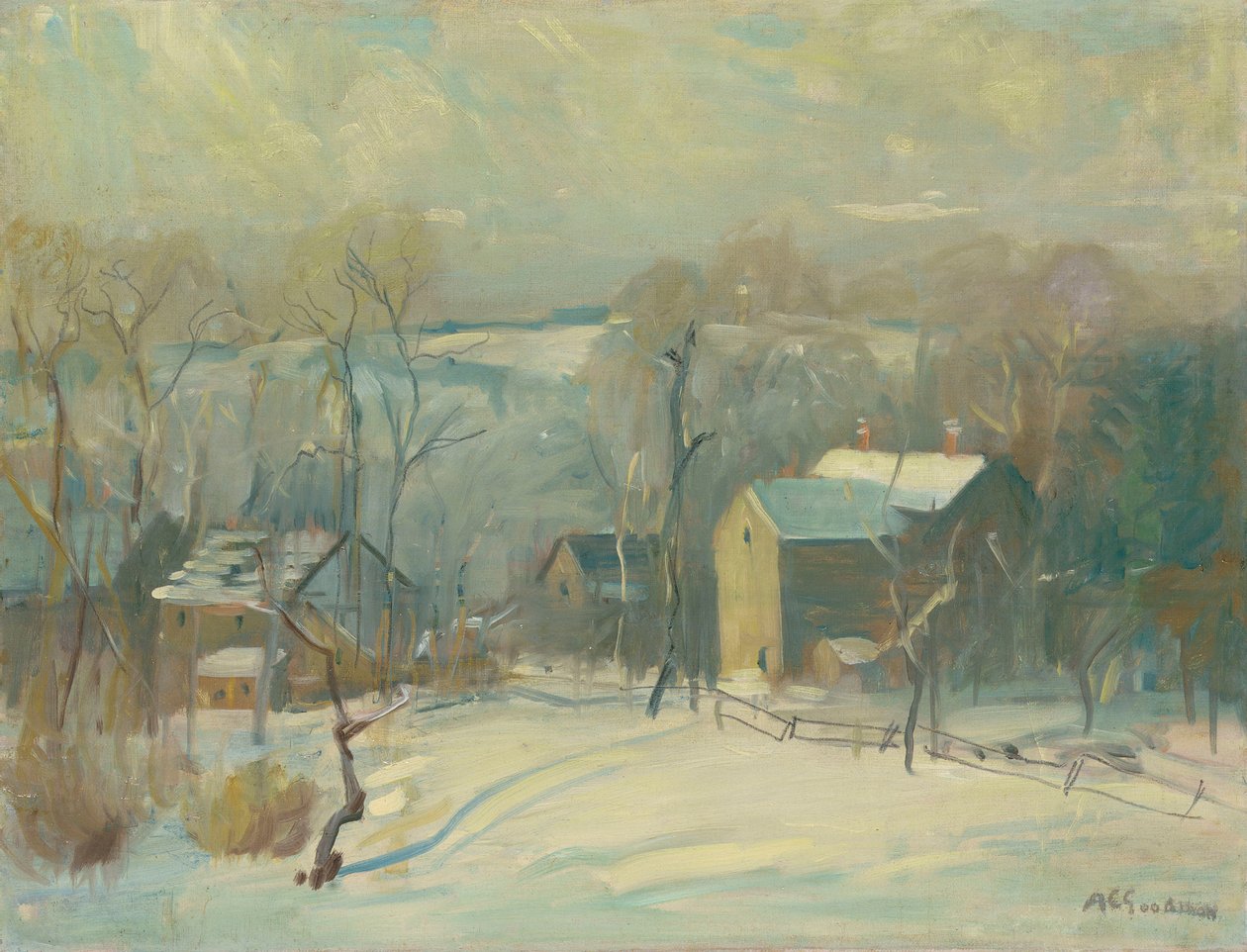 Pueblo en la nieve de Arthur Clifton Goodwin