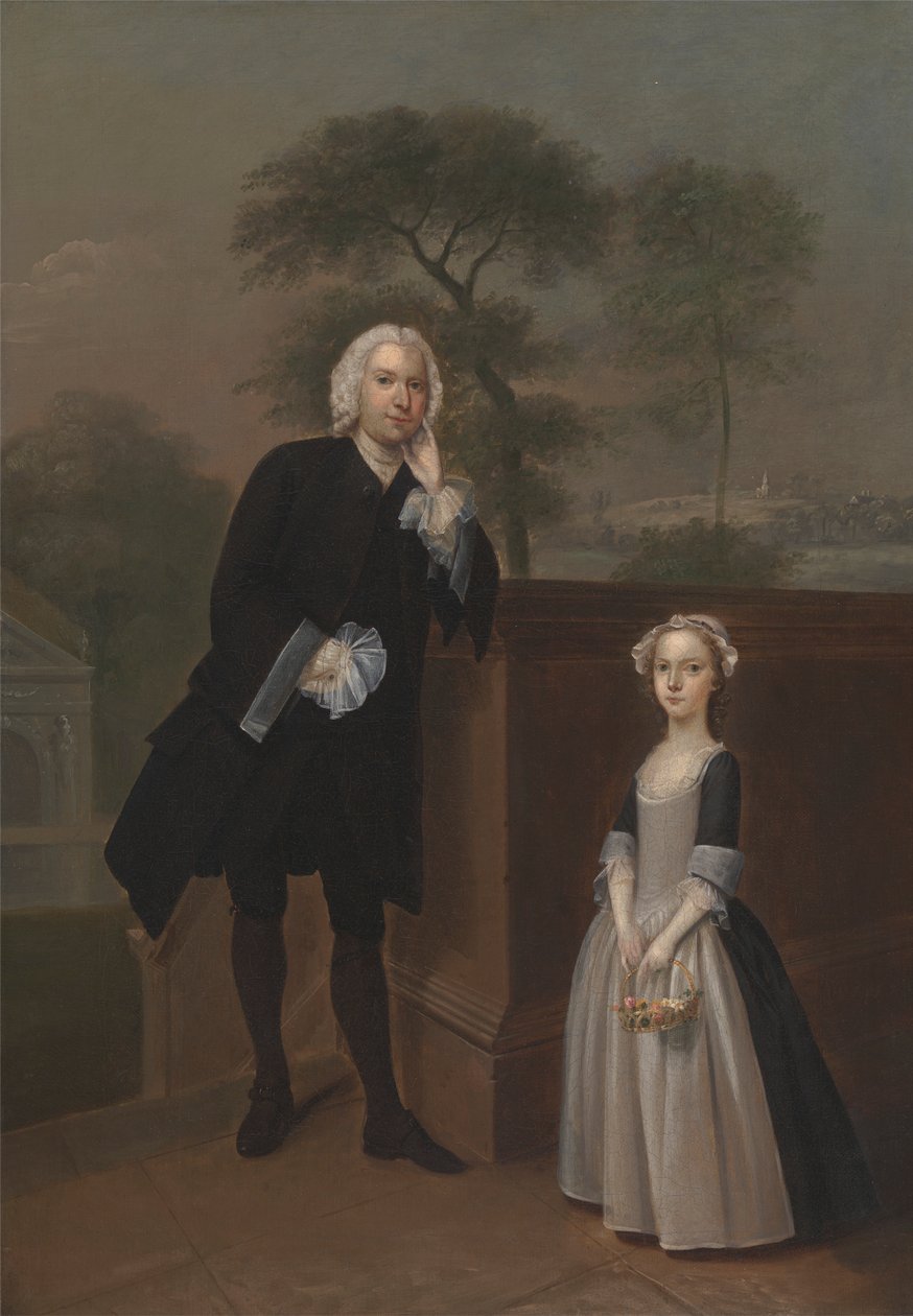Un hombre desconocido con su hija de Arthur Devis
