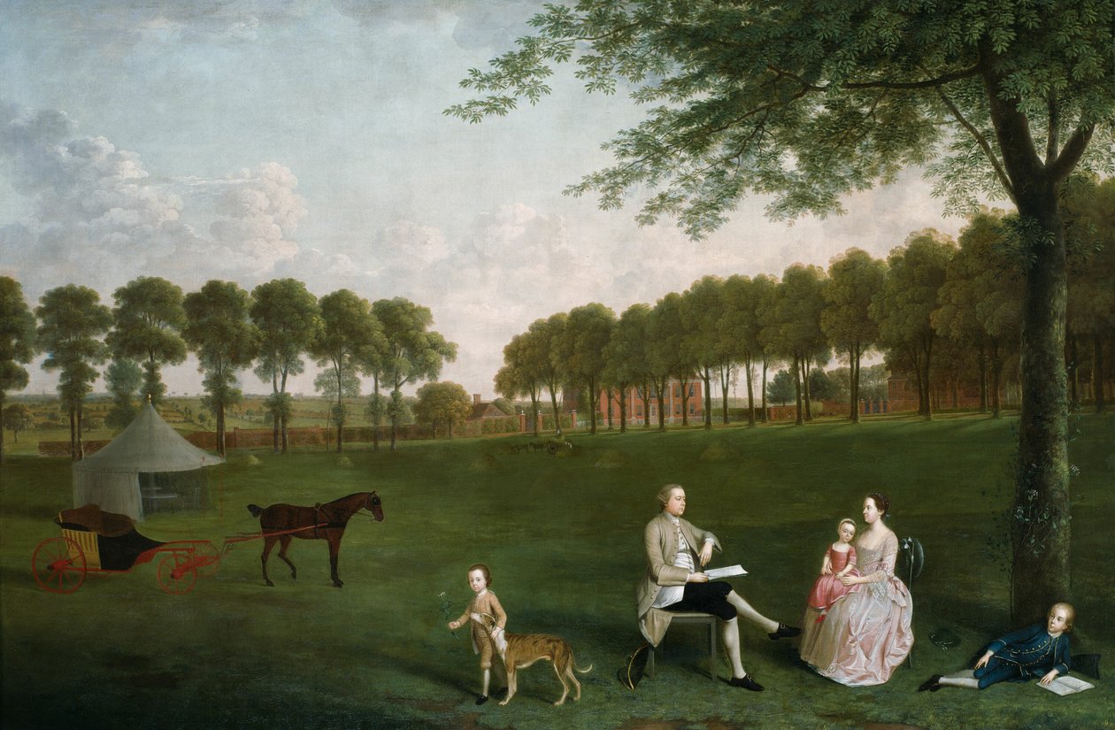 Sir John Shaw y su familia en el parque de Eltham Lodge, Kent de Arthur Devis