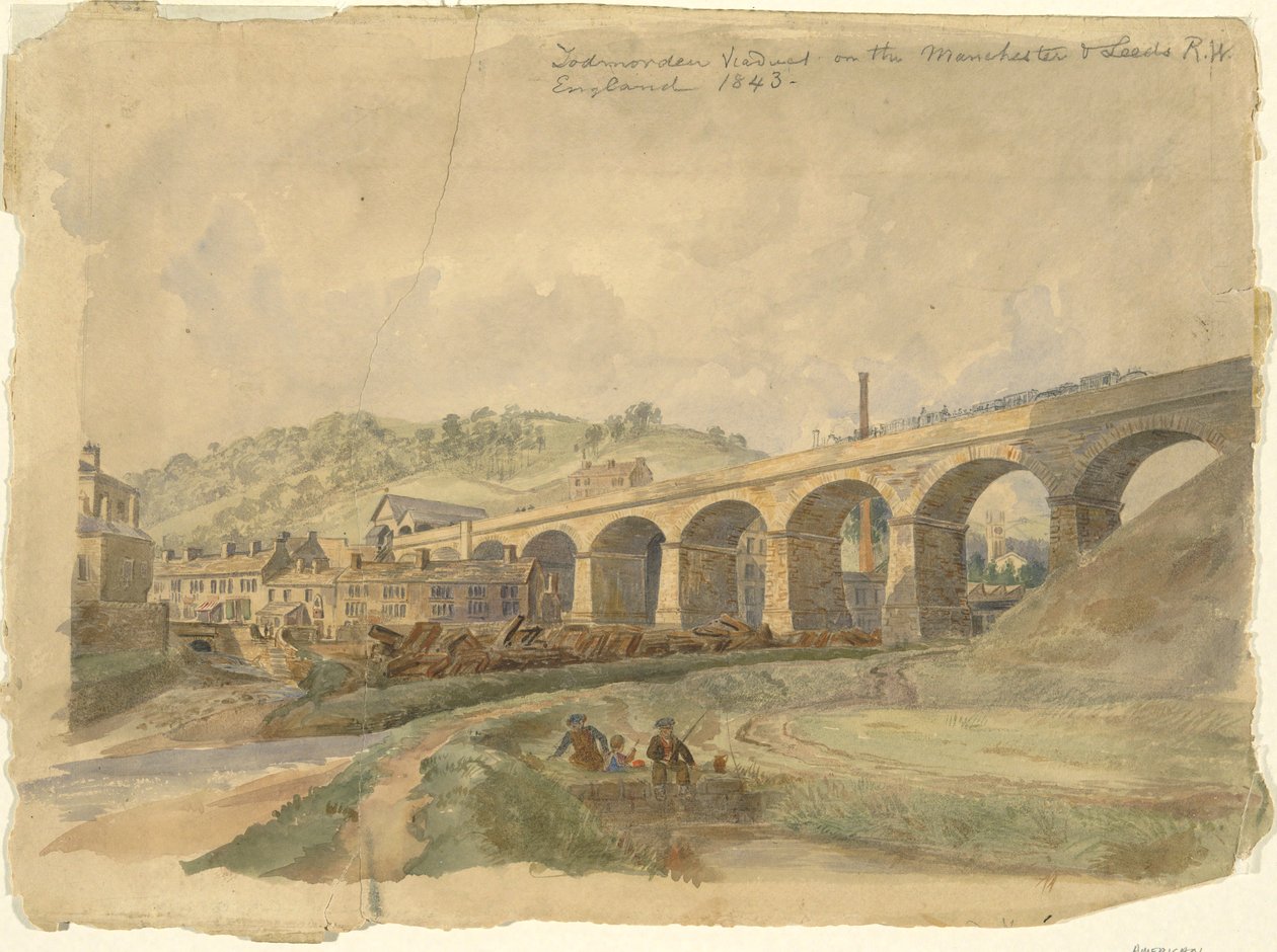 Viaducto de Todmorden en el ferrocarril de Manchester y Leeds, Inglaterra 1843 de Arthur Fitzwilliam Tait