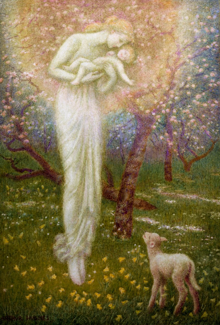 Ovejita, ¿quién te creó (pintura) de Arthur Hughes