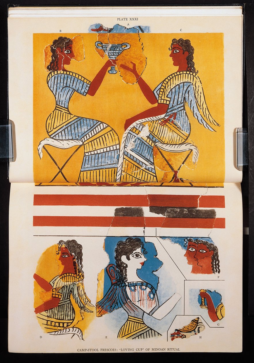 Reproducción de los frescos de Sir Arthur John Evans, El palacio de Minos en Cnosos, edición de 1921. de Arthur John Evans