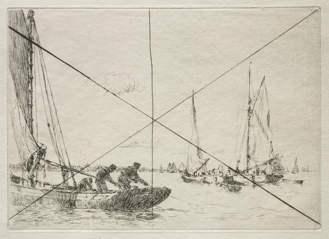 Dredging de Ostras, West Mersea de Arthur John Trevor Briscoe