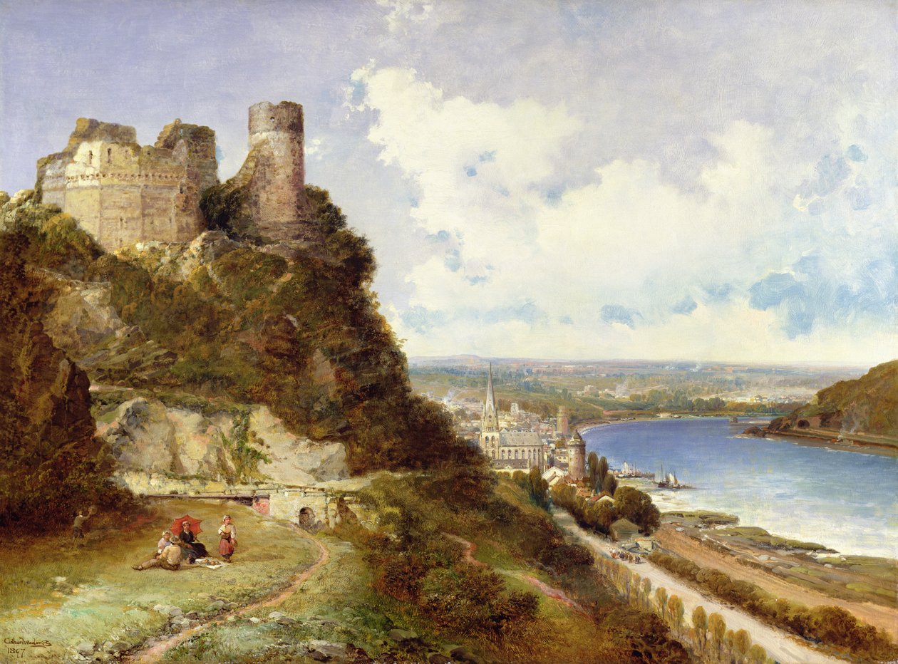 Castillo de Oberwesel y Schonberg, Rin, Alemania de Arthur Joseph Meadows