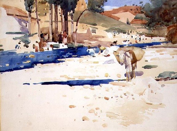 Lavanderas en el Darro de Arthur Melville