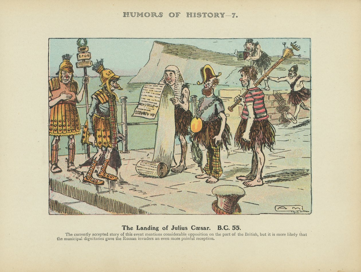 Desembarco de Julio César. 55 a.C. (litografía en color) de Arthur Moreland
