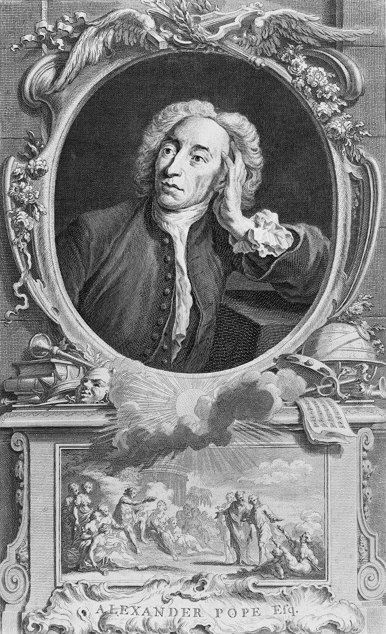 Retrato de Alexander Pope (1688-1744), grabado por Jacobus Houbraken (1698-1780), 1747 de Arthur Pond