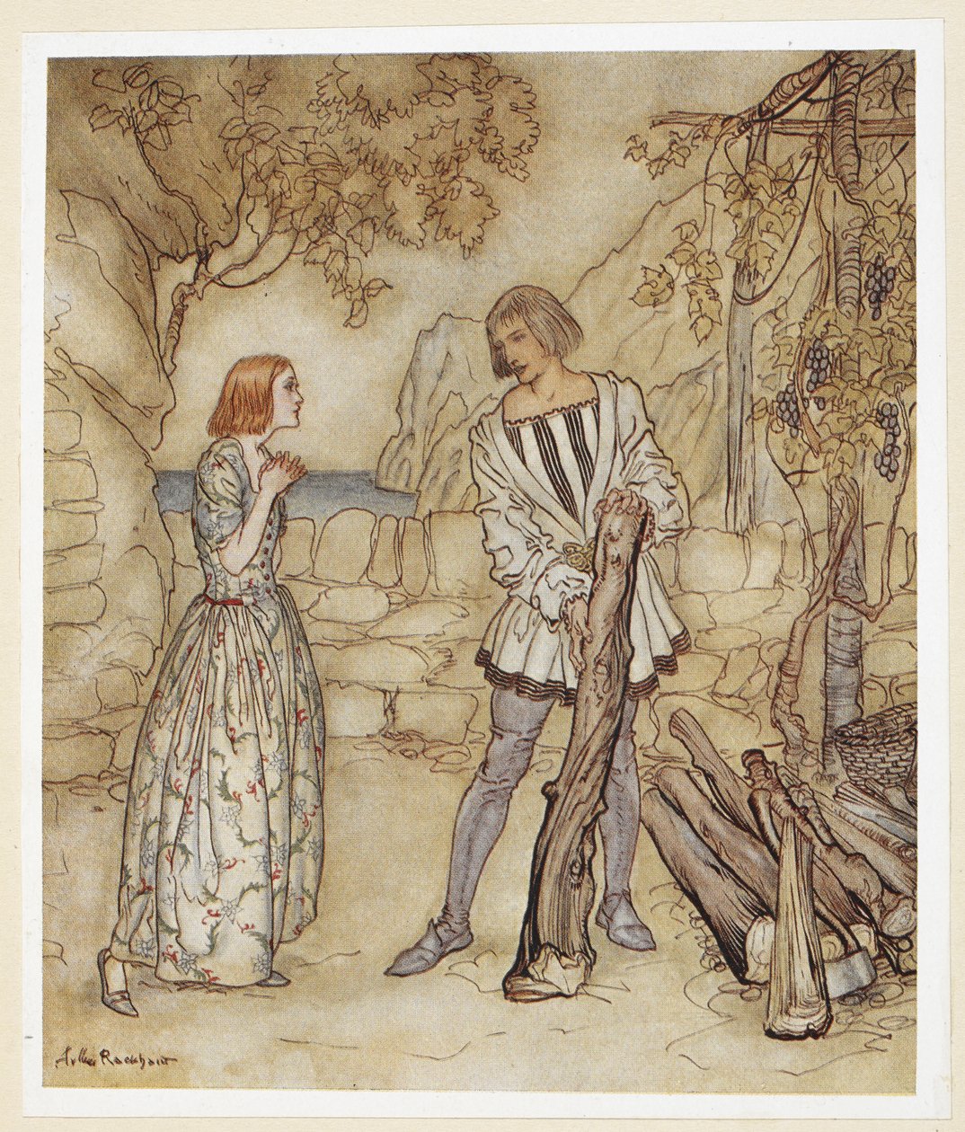 ACTO III: Escena I, línea 15
Ay, ahora, te lo ruego, no trabajes tanto. de Arthur Rackham