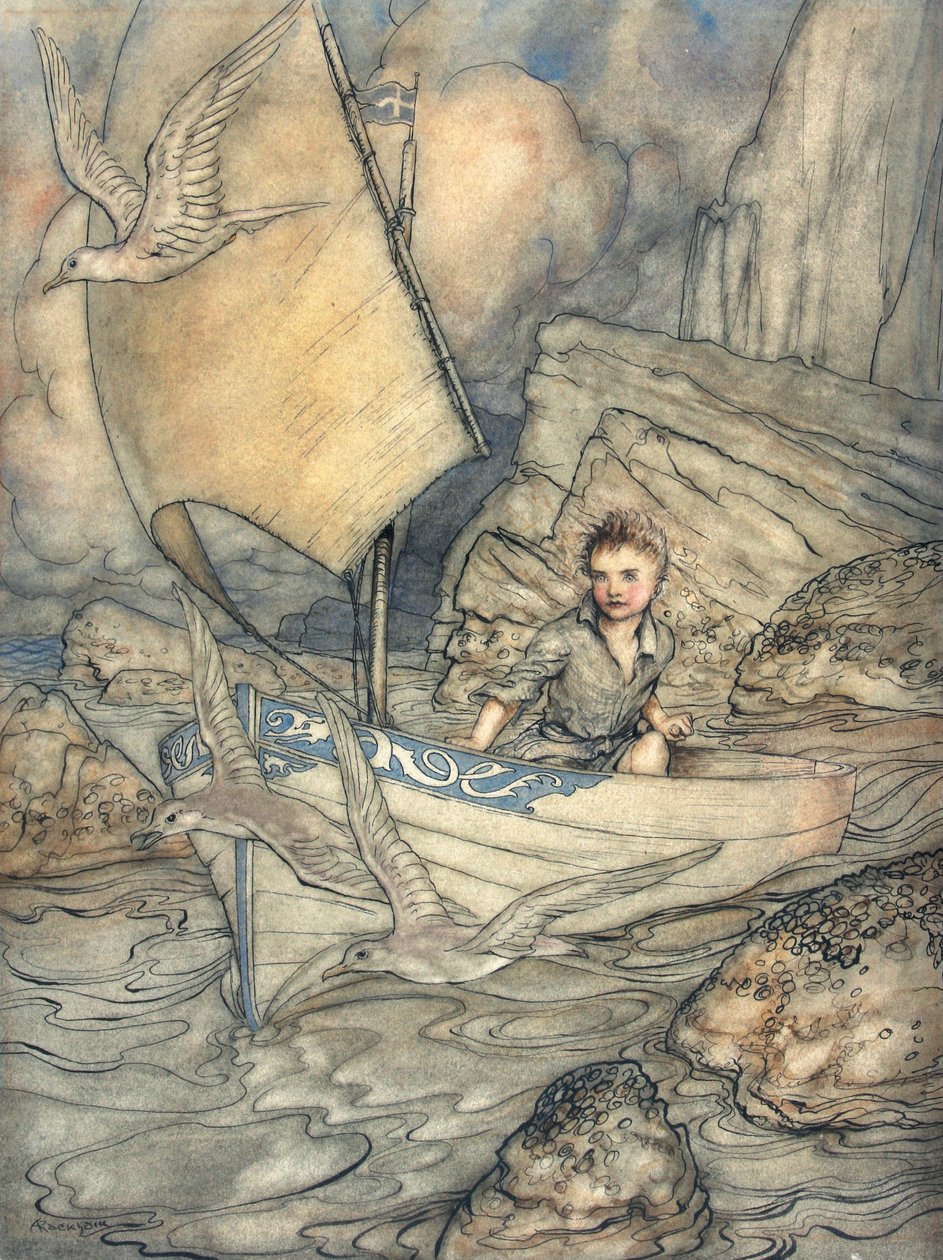 El futuro de un niño, ilustración de La Primavera de la Vida: Poemas de la Infancia de Algernon Charles Swinburne, 1918 de Arthur Rackham