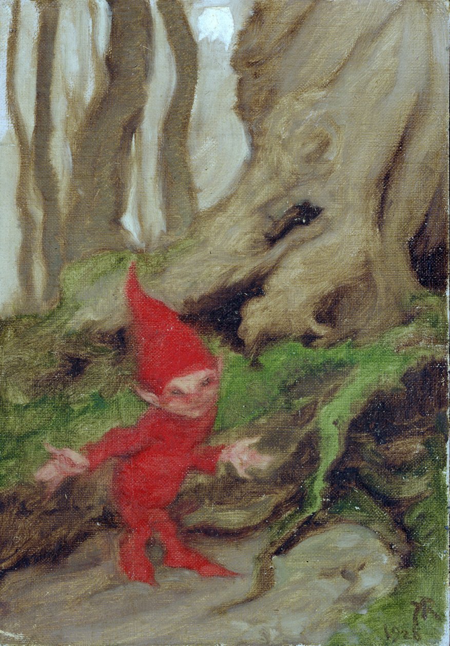 Un gnomo junto a raíces de árbol, 1928 de Arthur Rackham