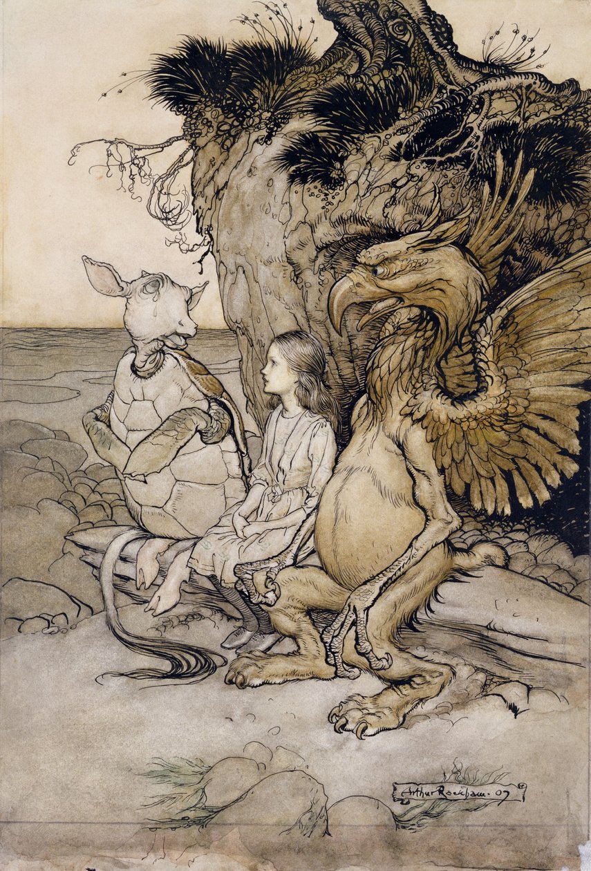 Alicia y la Falsa Tortuga, Ilustración de Las Aventuras de Alicia en el País de las Maravillas, 1907 de Arthur Rackham