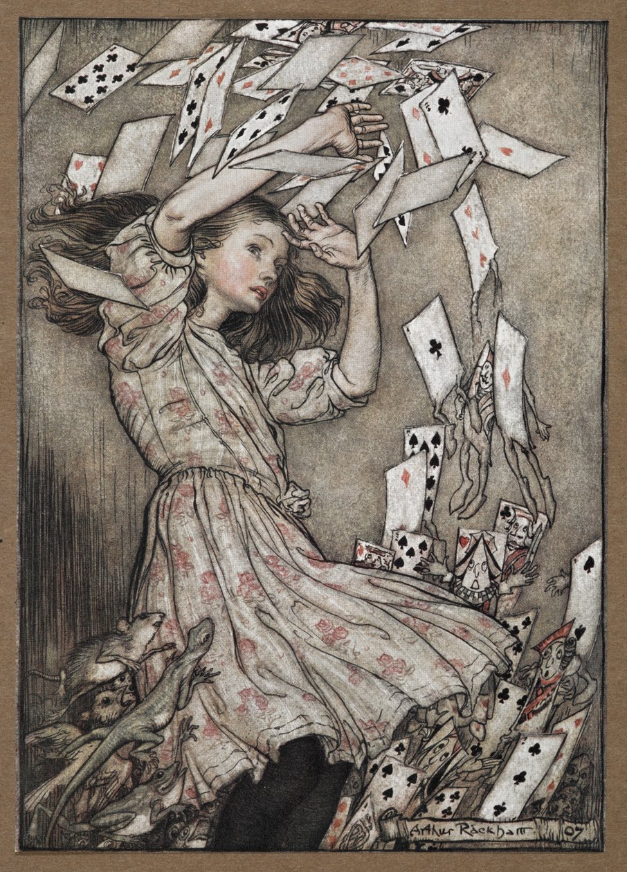 Alicia y la baraja que se cae de Arthur Rackham