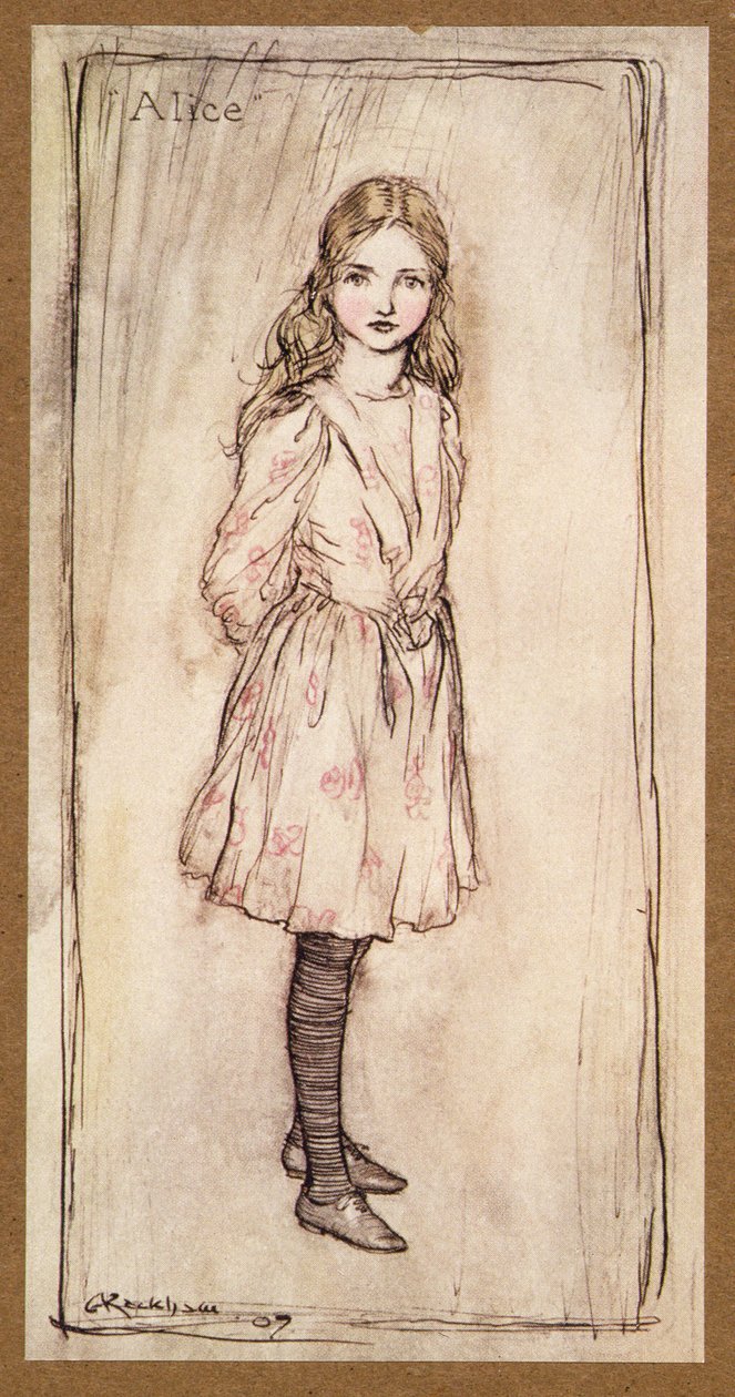 Alicia, frontispicio de Las aventuras de Alicia en el país de las maravillas, de Lewis Carroll, pub. 1907 de Arthur Rackham