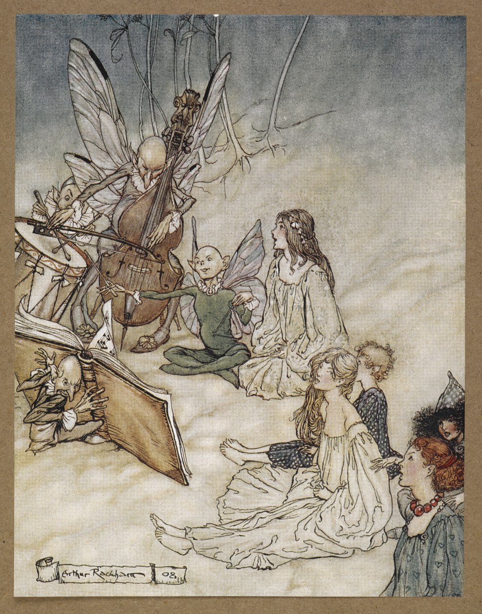 Y una canción de hadas".
Una escena de "Sueño de una noche de verano". de Arthur Rackham
