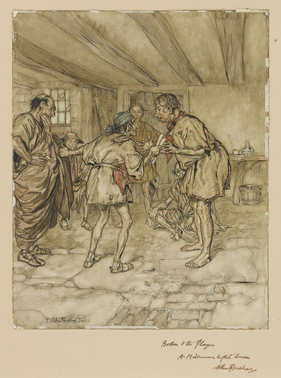 Bottom y los actores: El sueño de una noche de verano de Arthur Rackham