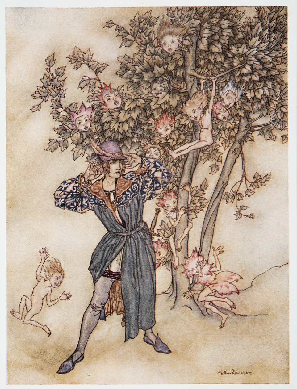 Carga (dispersamente) ¡Escucha, escucha!, ilustración de La Tempestad de William Shakespeare, pub. 1926 de Arthur Rackham
