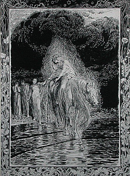 Cruzando el río de Arthur Rackham