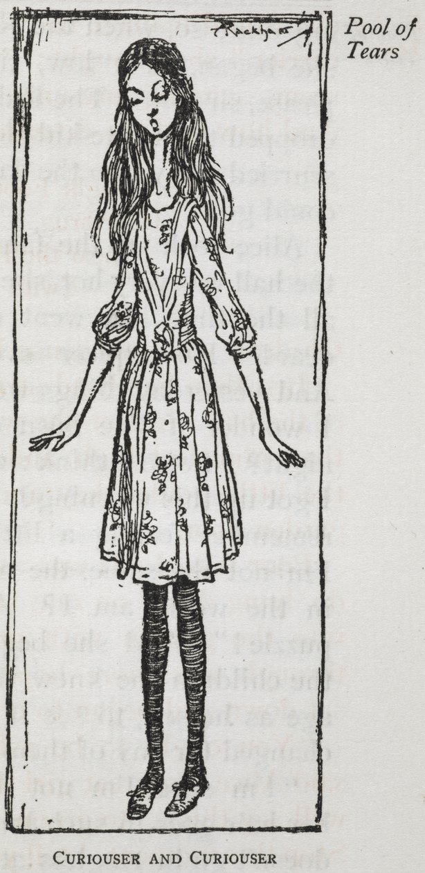 Cada vez más curioso" - Alicia después de empezar a crecer de Arthur Rackham