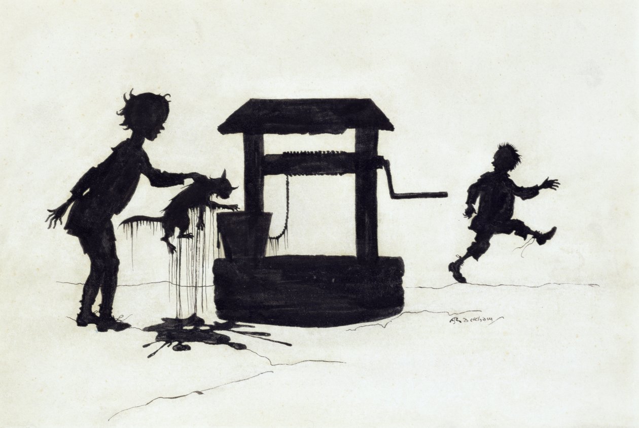 Ding Dong Bell, ilustración de Mother Goose: The Old Nursery Rhymes, publicada en 1913 de Arthur Rackham