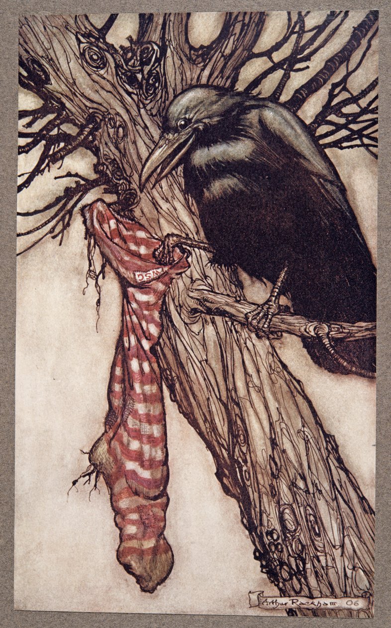 Durante años había estado llenando sus medias en silencio, de Peter Pan en los Jardines de Kensington de J M Barrie, pub. 1906 de Arthur Rackham