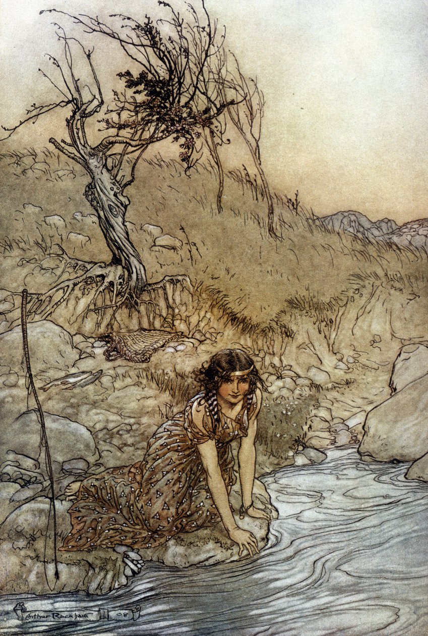 Hermia: Ilustración de Arthur Rackham para El sueño de una noche de verano de William Shakespeare de Arthur Rackham
