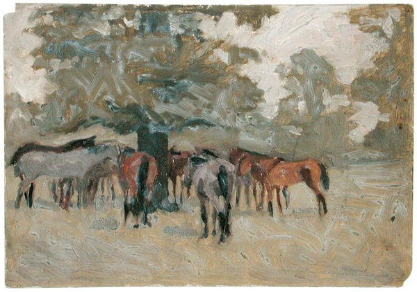 Caballos bajo un árbol de Arthur Rackham