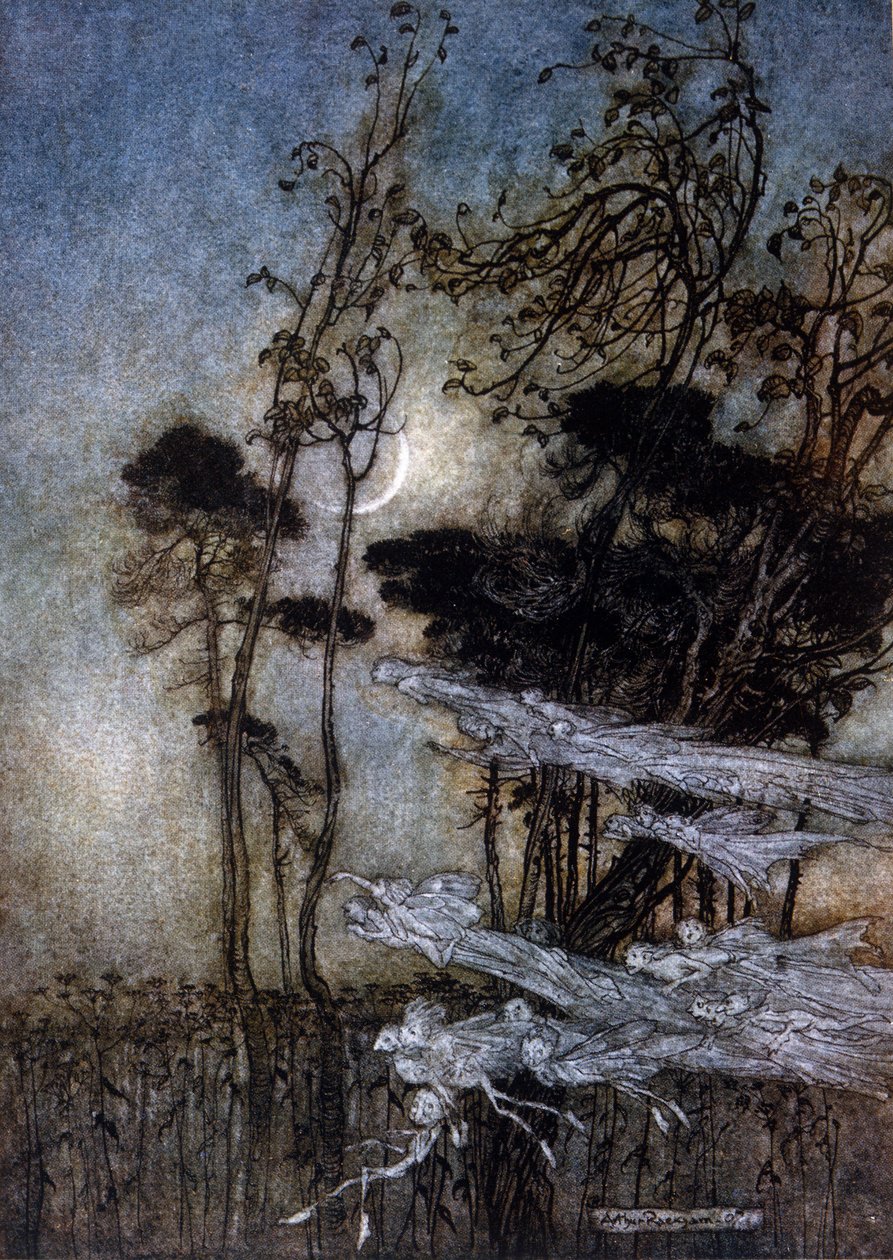 Ilustración de Arthur Rackham para El sueño de una noche de verano de William Shakespeare de Arthur Rackham