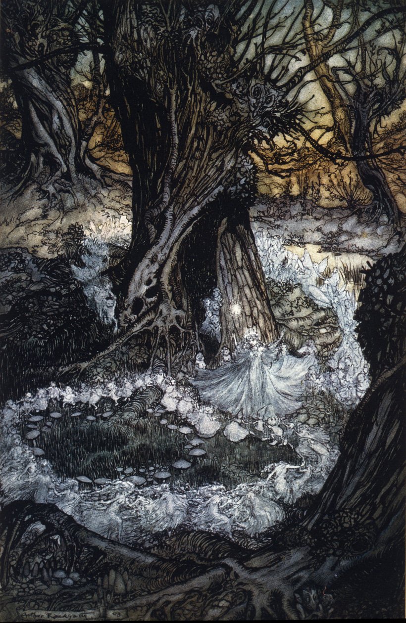Ilustración de Arthur Rackham para El sueño de una noche de verano de William Shakespeare de Arthur Rackham
