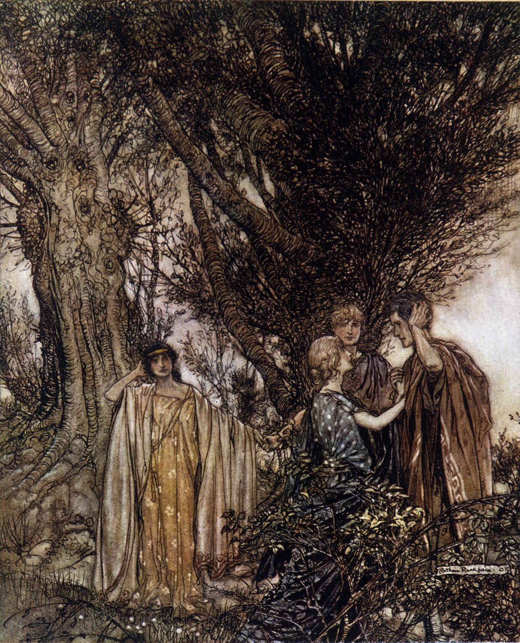 Ilustración de Arthur Rackham para El sueño de una noche de verano de William Shakespeare de Arthur Rackham