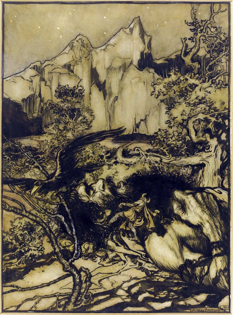 El viaje de Thor al país de los gigantes de Arthur Rackham