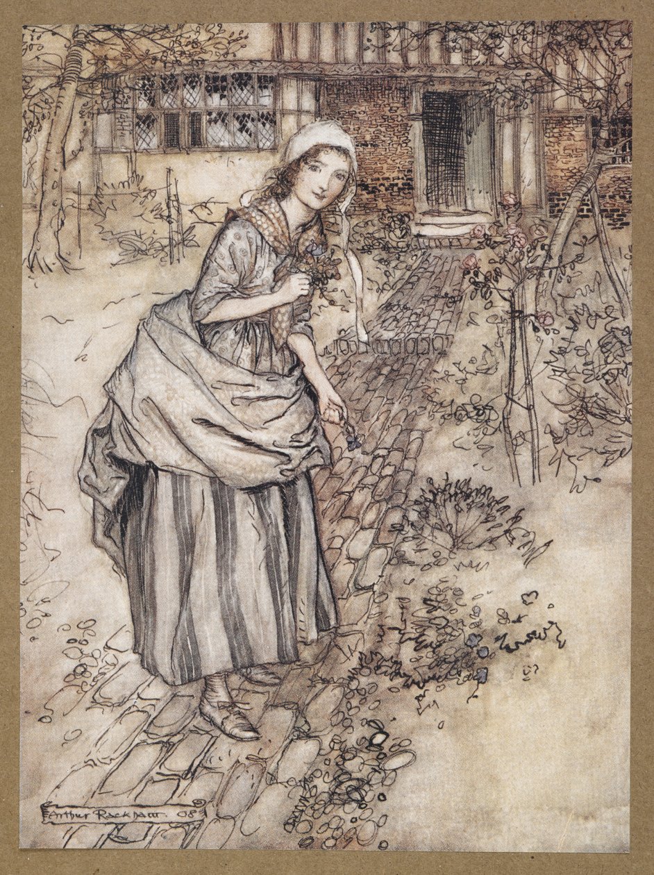 Las doncellas lo llaman "amor en la soledad".
Una escena de "Sueño de una noche de verano". de Arthur Rackham