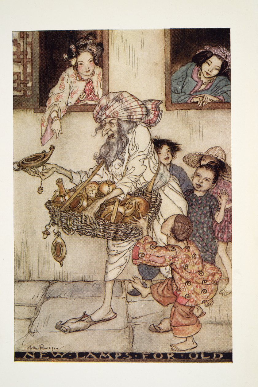 Lámparas Nuevas por Viejas, de The Arthur Rackham Fairy Book, pub. 1933 de Arthur Rackham