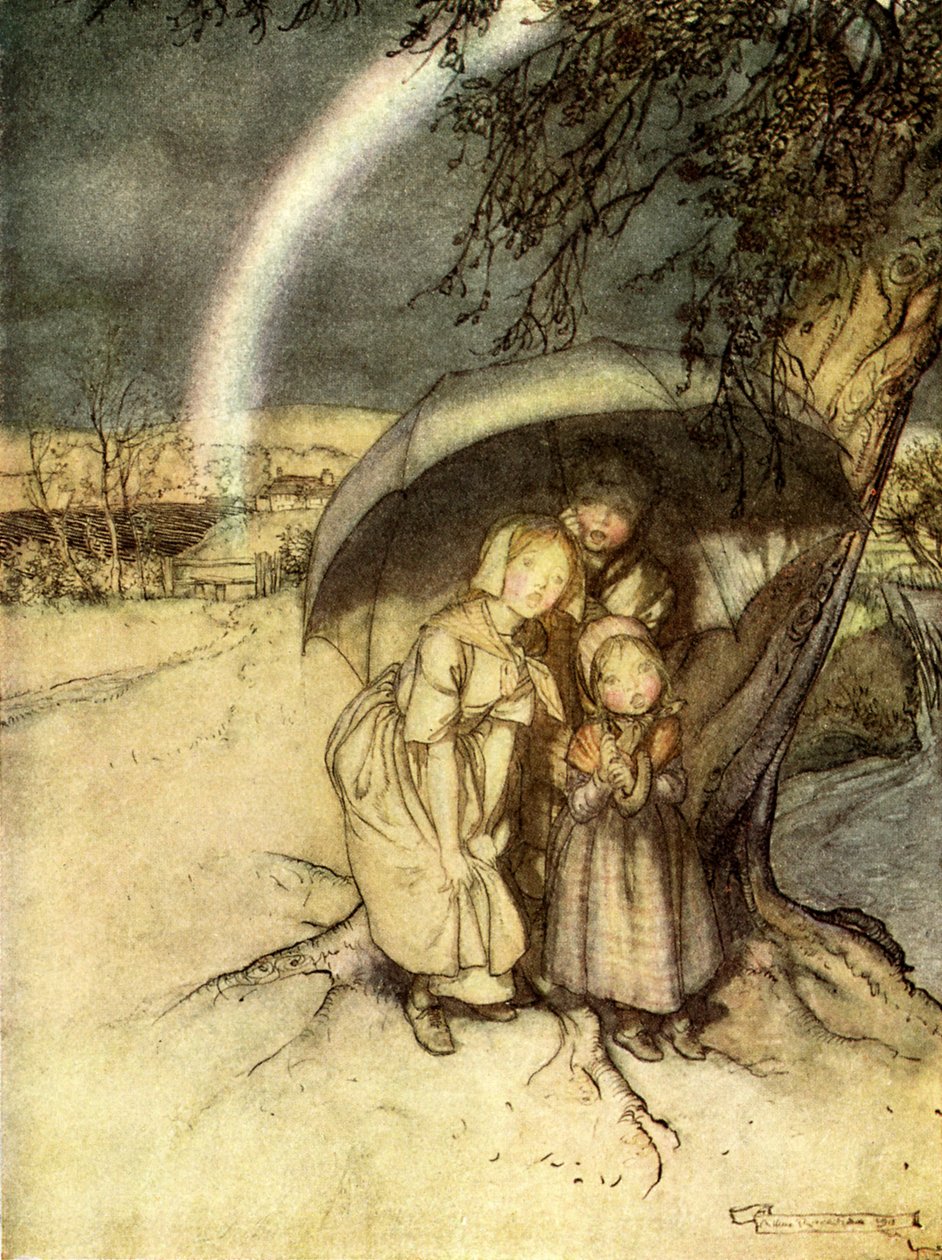 Lluvia, lluvia vete a España de Arthur Rackham