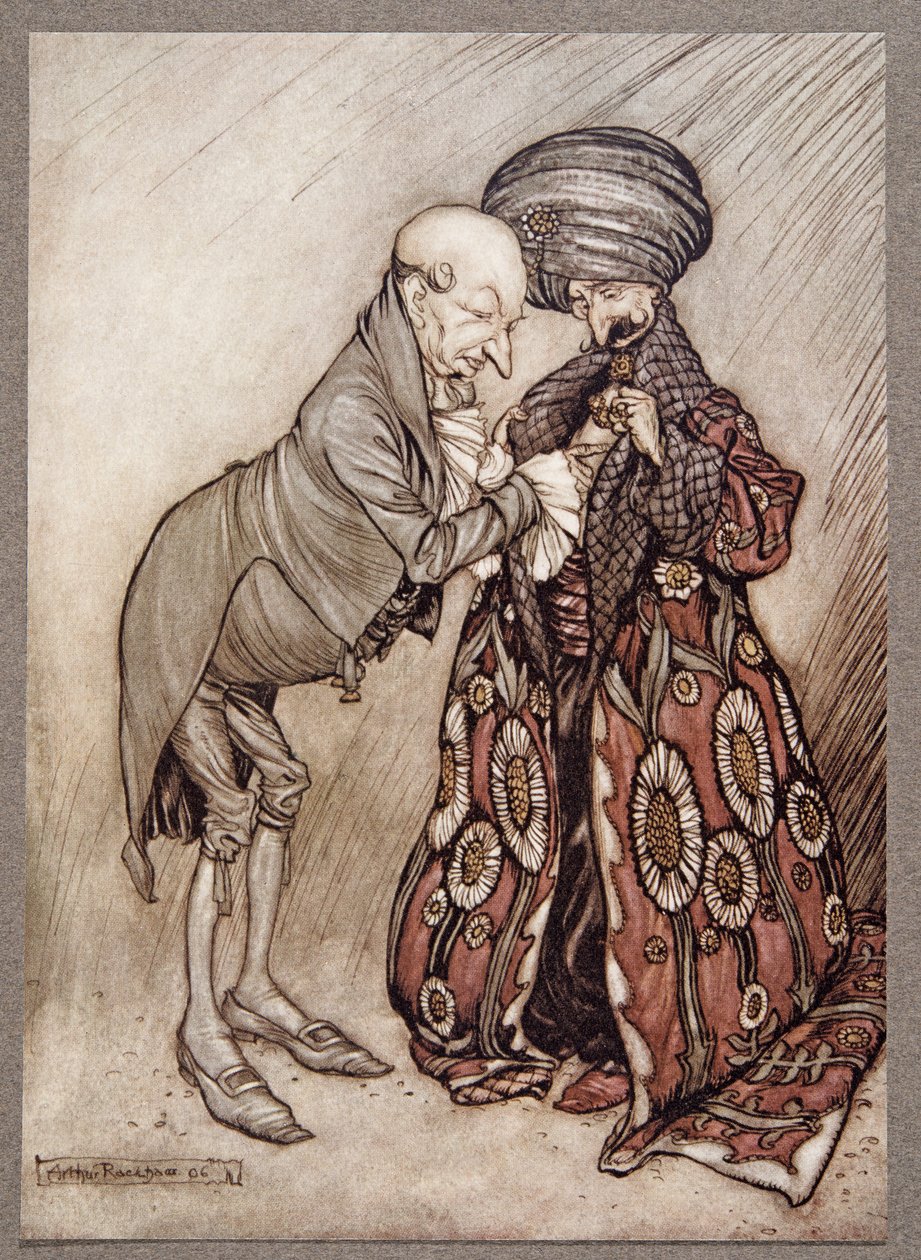 Sacudió su cabeza calva y murmuró, Frío, muy frío, de Peter Pan en los Jardines de Kensington por J M Barrie (1860 - 1937), pub. 1906 de Arthur Rackham