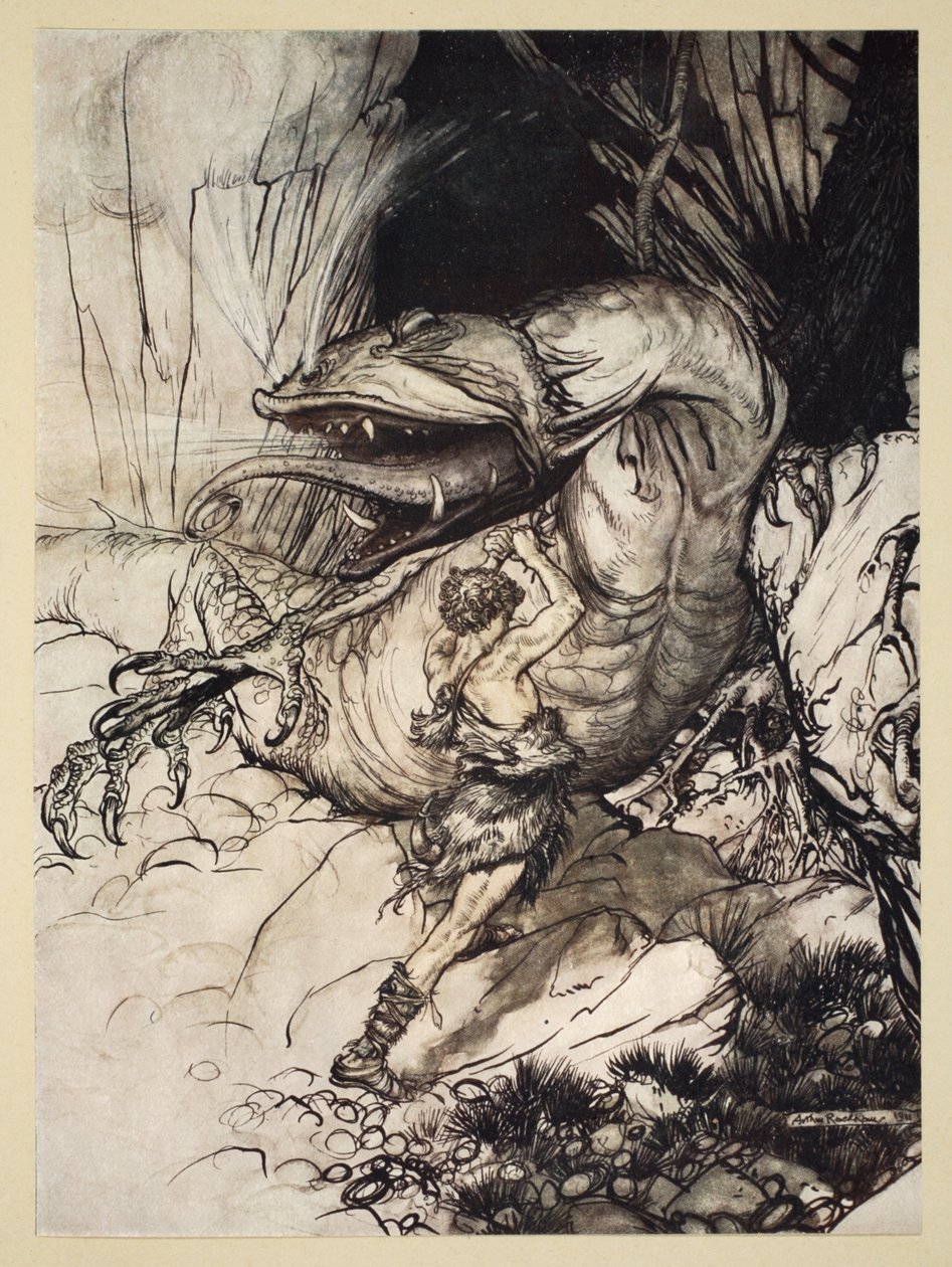Siegfried mata a Fafner, ilustración de 