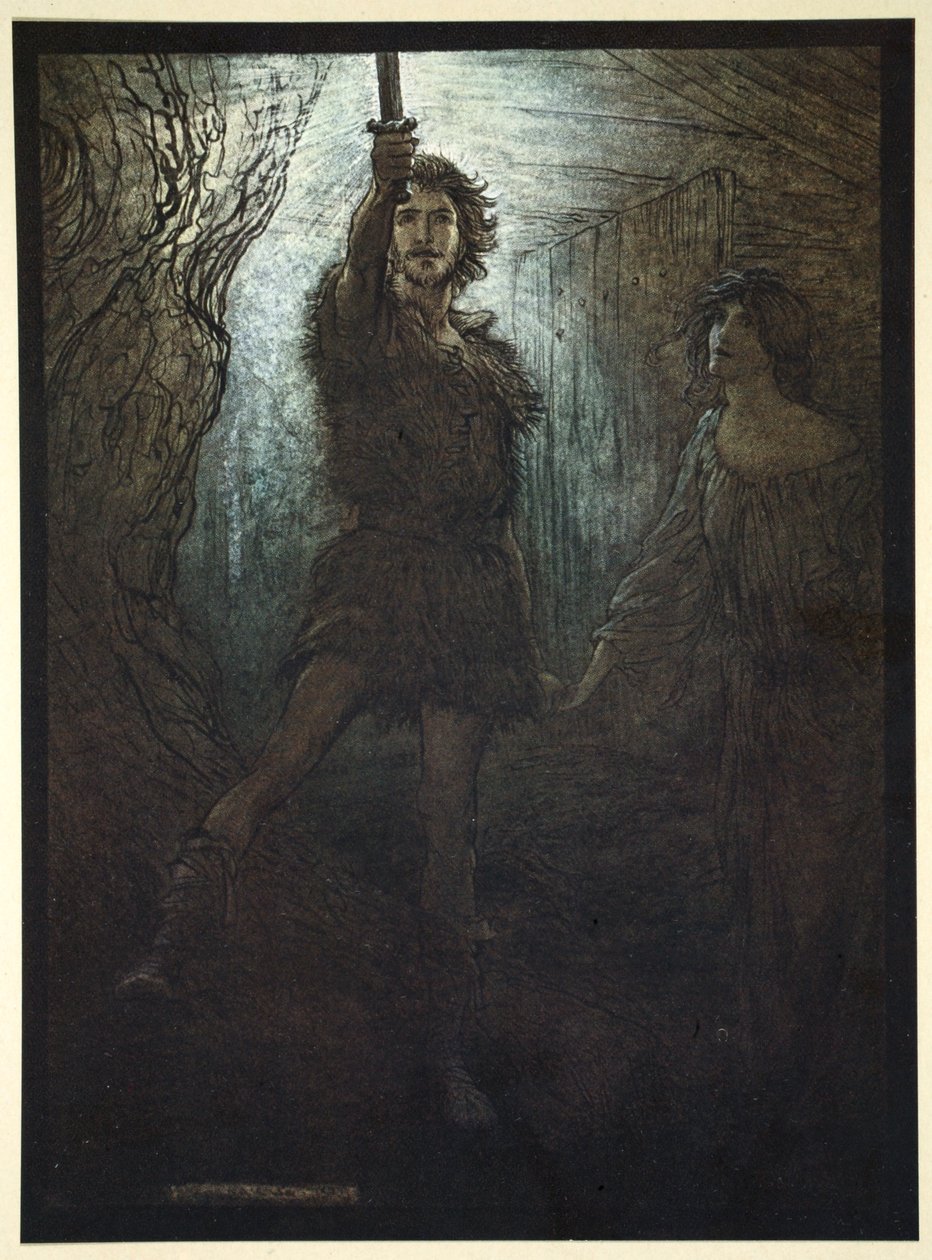 ¡Siegmund el Walsung te ve! Como regalo de novia te trae su espada de Arthur Rackham