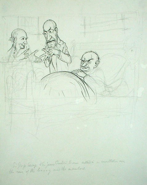 Sir George Savage y Sir James Crichton Browne en consulta sobre el caso de BXXXY y los miembros de Arthur Rackham