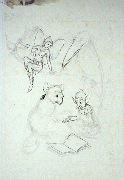 Estudio para el exlibris de Emma Williams Burlingham de Arthur Rackham