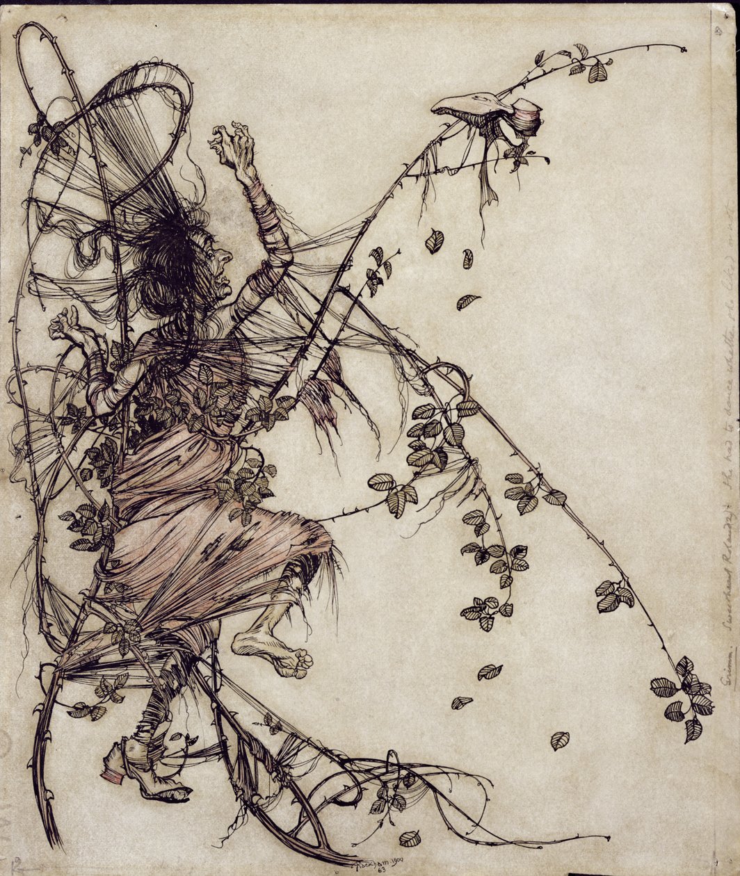 Roland el querido, ilustración de Los hermanos Grimm, traducido por la Sra. Edgar Lewis, publicada en 1900 de Arthur Rackham