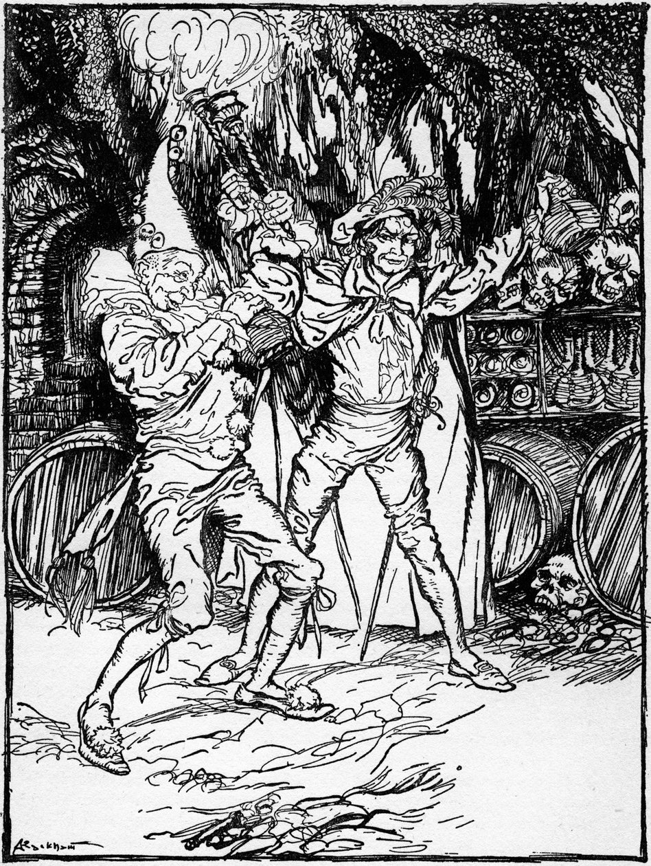 El barril de amontillado de Edgar Allan Poe de Arthur Rackham