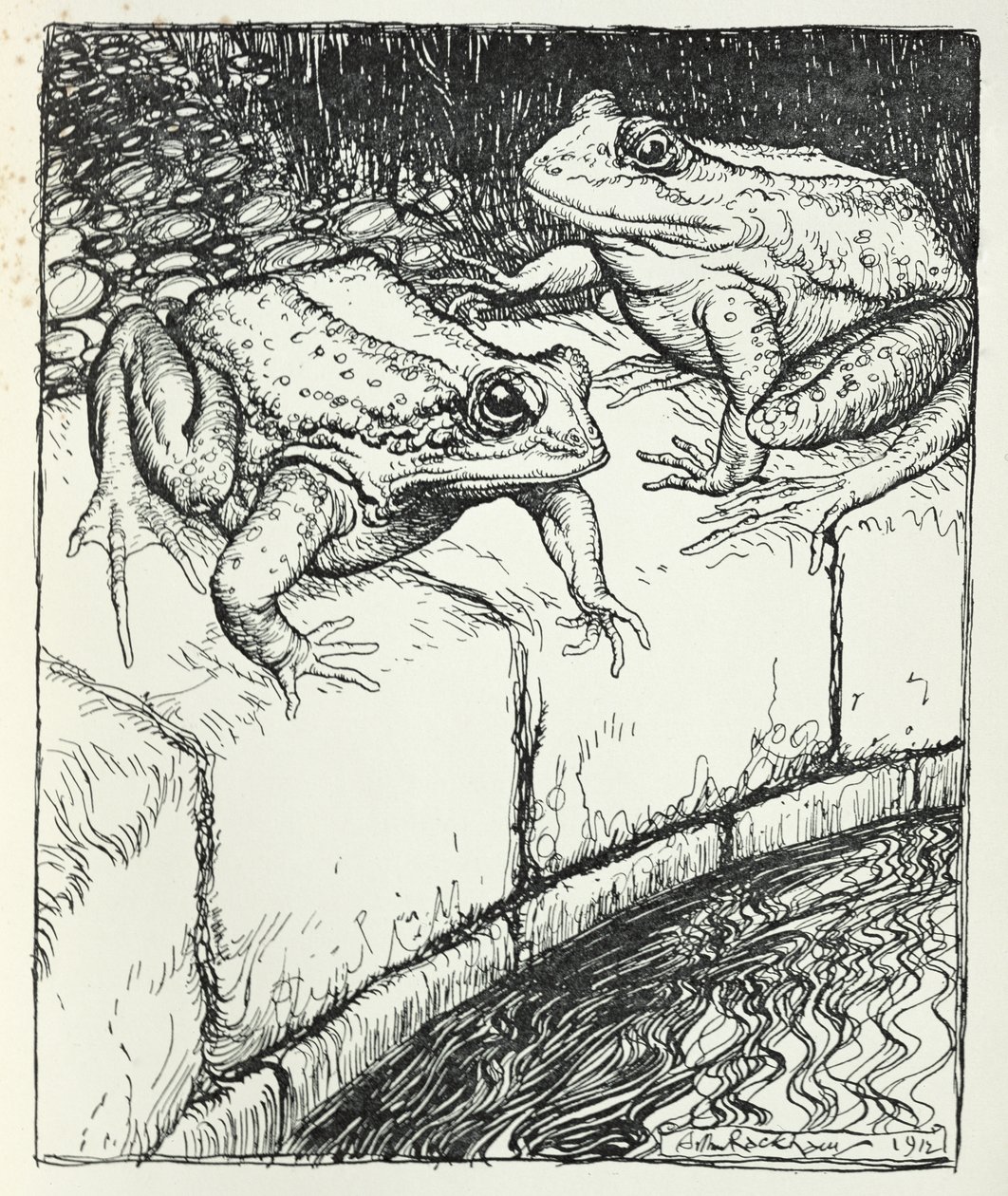 Las ranas y el pozo, ilustración de 