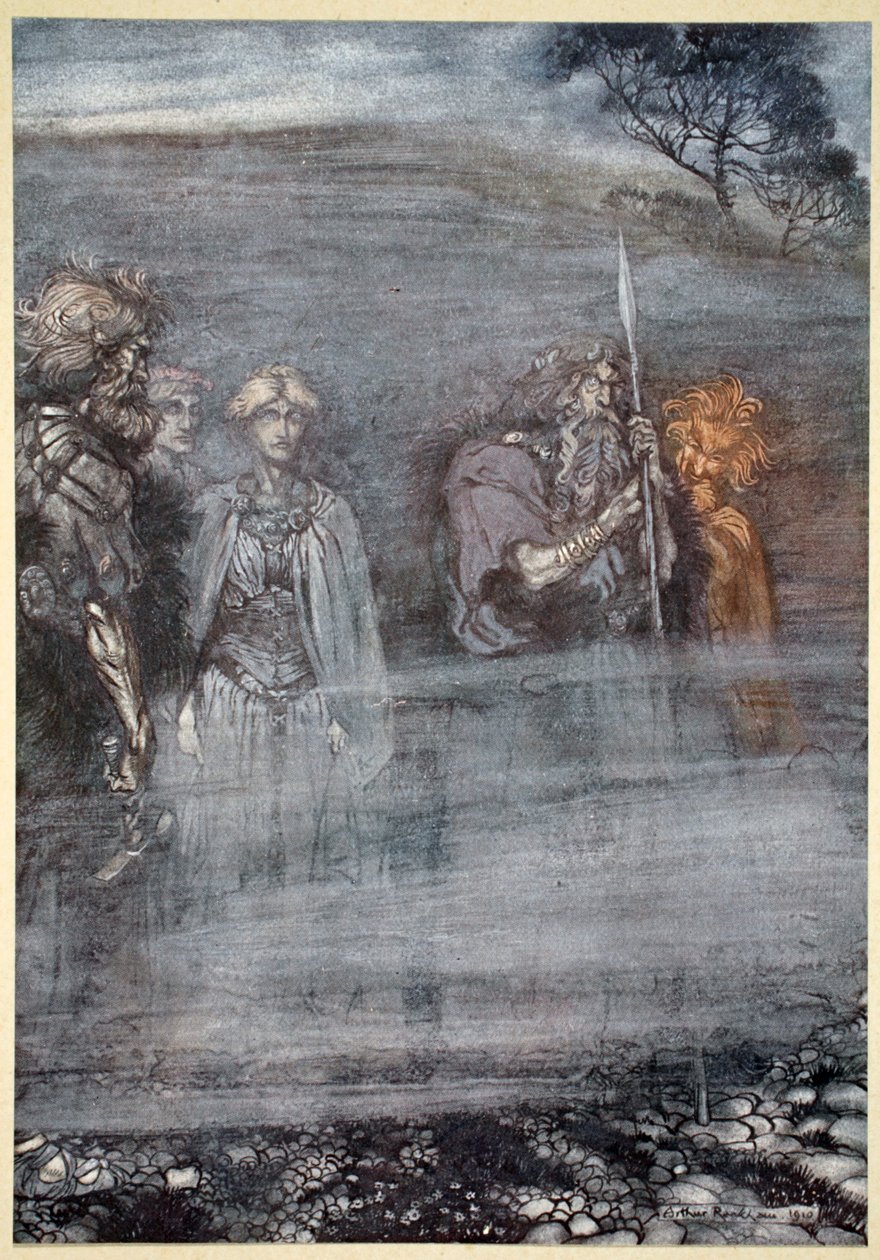 Los dioses se vuelven pálidos y envejecen por la pérdida de Freia, 1910 de Arthur Rackham