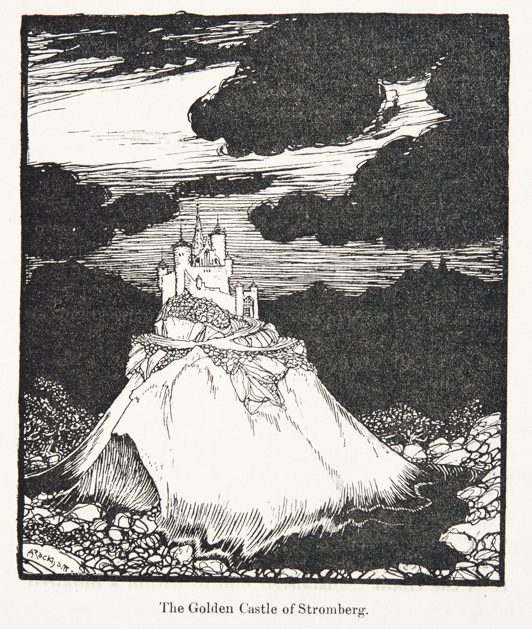 El castillo dorado de Stromberg, de Los cuentos de hadas de los hermanos Grimm, pub. 1909 de Arthur Rackham