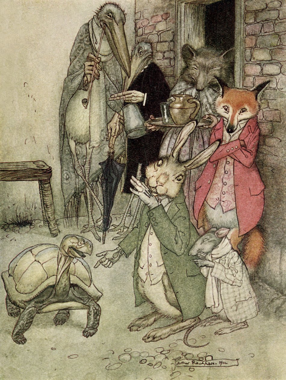 La liebre y la tortuga de Arthur Rackham