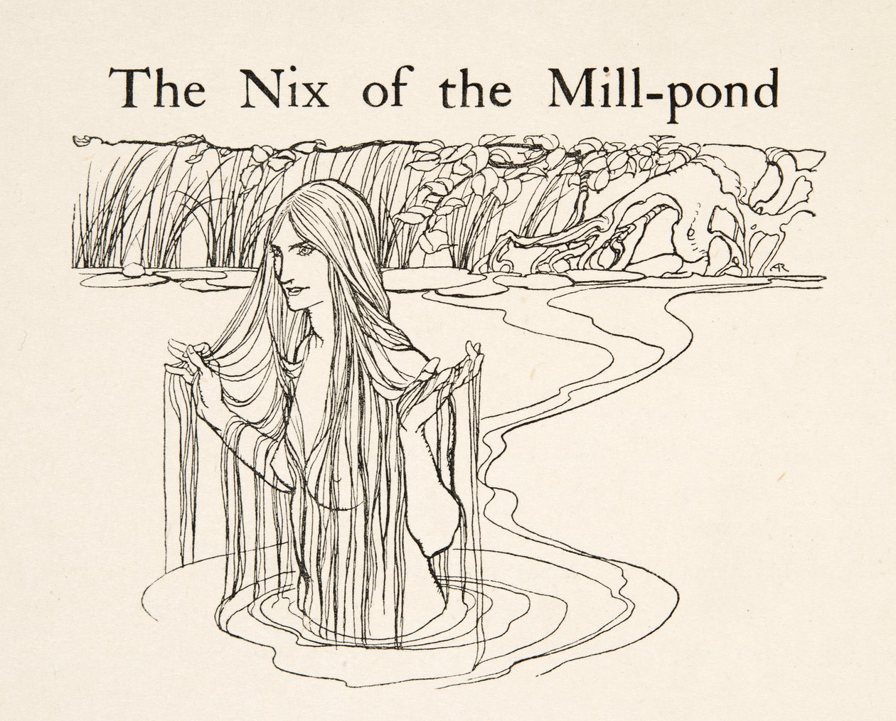 El Nix del estanque del molino, de Hermanito y hermanita y otros cuentos de los Hermanos Grimm, pub.1917 de Arthur Rackham