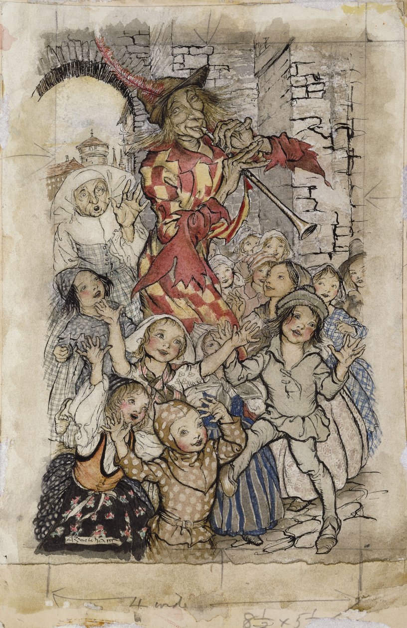 El flautista de Hamelín y los niños de Arthur Rackham