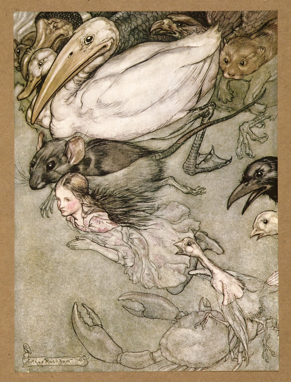 El charco de lágrimas, de Las aventuras de Alicia en el país de las maravillas, de Lewis Carroll, pub. 1907 de Arthur Rackham